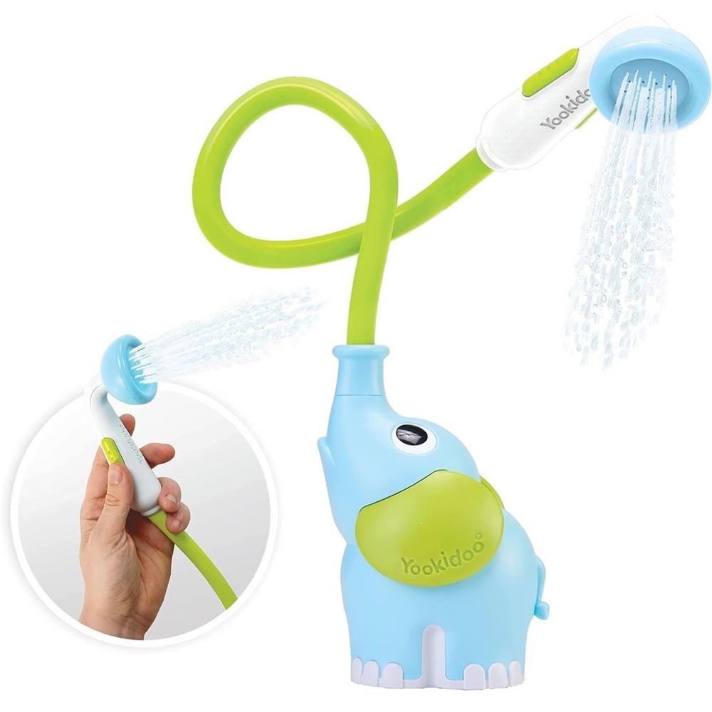 Blue & Green Elephant Bath Sprayer - Kids Learning Toy